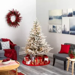 Outlet 6 ft. Clear Lit Flocked Fraser Fir Christmas Tree Christmas Trees