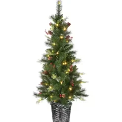 Discount 5 ft. Feel Real Pre-Lit Buzzard Pine Tree Christmas Trees