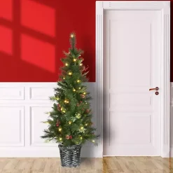 Discount 5 ft. Feel Real Pre-Lit Buzzard Pine Tree Christmas Trees