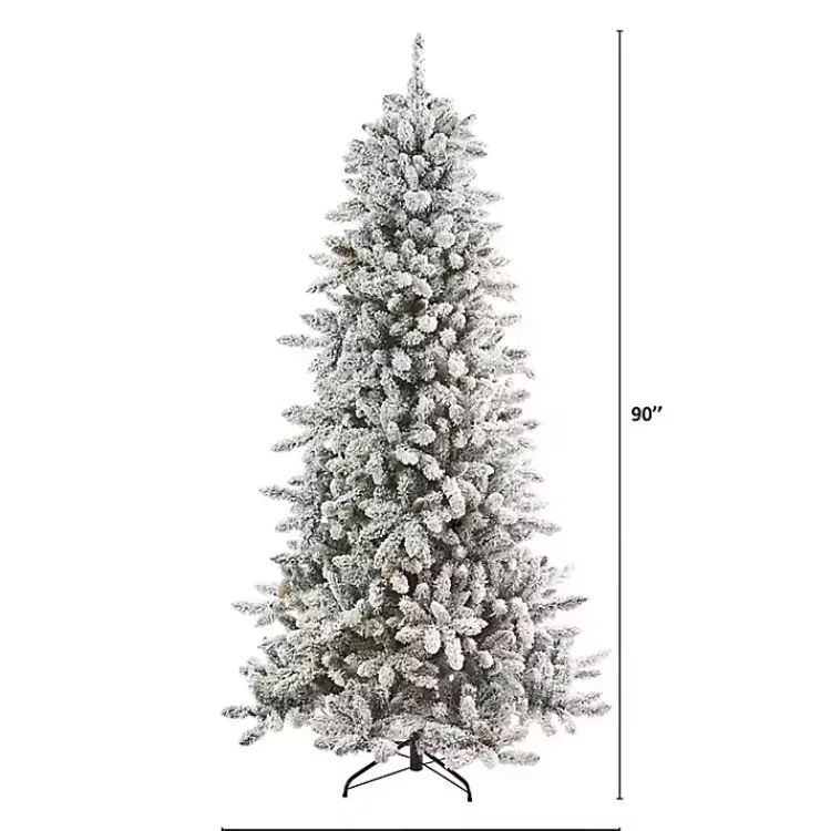 Online 7.5 ft. Flocked Livingston Fir Pine Christmas Tree Christmas Trees