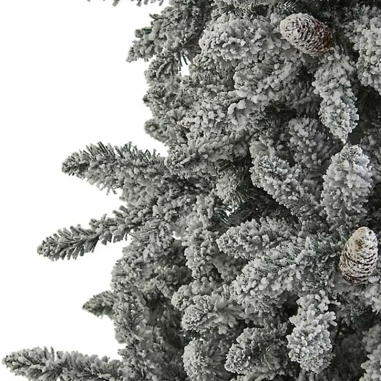 Online 7.5 ft. Flocked Livingston Fir Pine Christmas Tree Christmas Trees