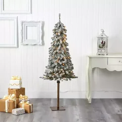 Outlet 5 ft. Flocked Pre-Lit Alpine Christmas Tree Christmas Trees