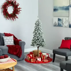 Outlet 5 ft. Flocked Pre-Lit Alpine Christmas Tree Christmas Trees