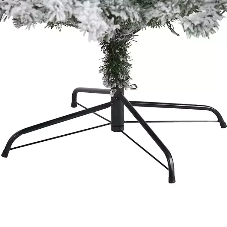 Clearance 8 ft. Flocked Pre-Lit Rock Spruce Christmas Tree Christmas Trees