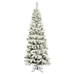 Clearance 7.5 ft. Flocked Slim Pacific Pine Christmas Tree Christmas Trees