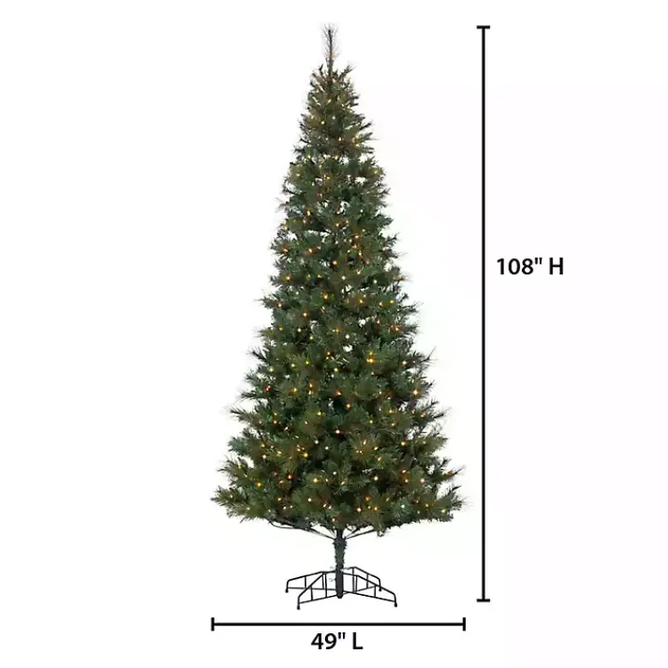 New 9 ft. Lit Baxter Pine Needle Mix Christmas Tree Christmas Trees