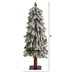 Online 3 ft. Lit Flocked Grand Alpine Trunk Mini Tree Christmas Trees