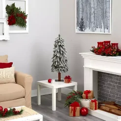 Online 3 ft. Lit Flocked Grand Alpine Trunk Mini Tree Christmas Trees