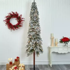 New 9 ft. Lit Flocked Grand Alpine Christmas Tree Christmas Trees