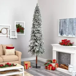 New 9 ft. Lit Flocked Grand Alpine Christmas Tree Christmas Trees