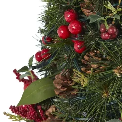 Hot 2 ft. Lit Mixed Pine and Berries Christmas Tree Christmas Arrangements & Garland