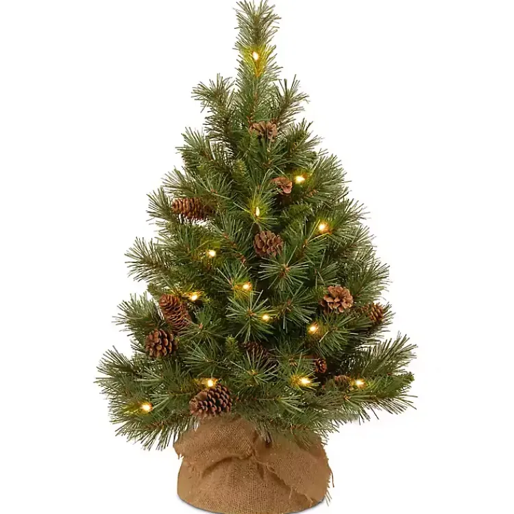 Best 3 ft. Mini Tree with Pine Cones in Burlap Bag Christmas Arrangements & Garland