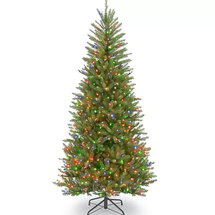 Clearance 7.5 ft. Multi-Lit Dunhill Fir Slim Christmas Tree Christmas Trees