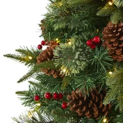 Hot 4 ft. Pre-Lit Berry and Pine Cones Tree in Urn Christmas Trees