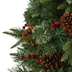 Hot 4 ft. Pre-Lit Berry and Pine Cones Tree in Urn Christmas Trees