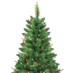 Clearance 7 ft. Pre-Lit Berrywood Pine Christmas Tree Christmas Trees