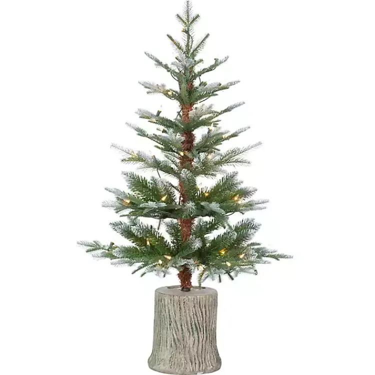3 ft. Pre-Lit Cut Frosted Pine Christmas Tree Christmas Arrangements & Garland