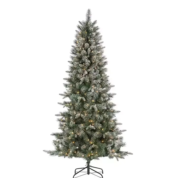 Clearance 7 ft. Pre-Lit Flocked Arctic Pine Christmas Tree Christmas Trees