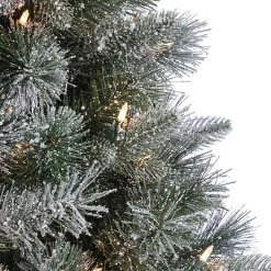 Clearance 7 ft. Pre-Lit Flocked Arctic Pine Christmas Tree Christmas Trees