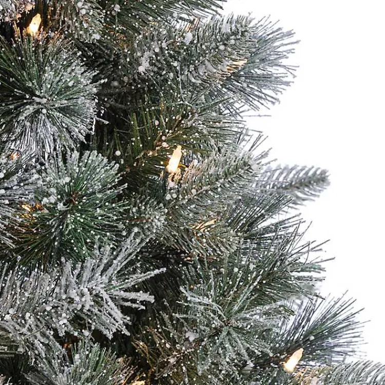 Clearance 7 ft. Pre-Lit Flocked Arctic Pine Christmas Tree Christmas Trees