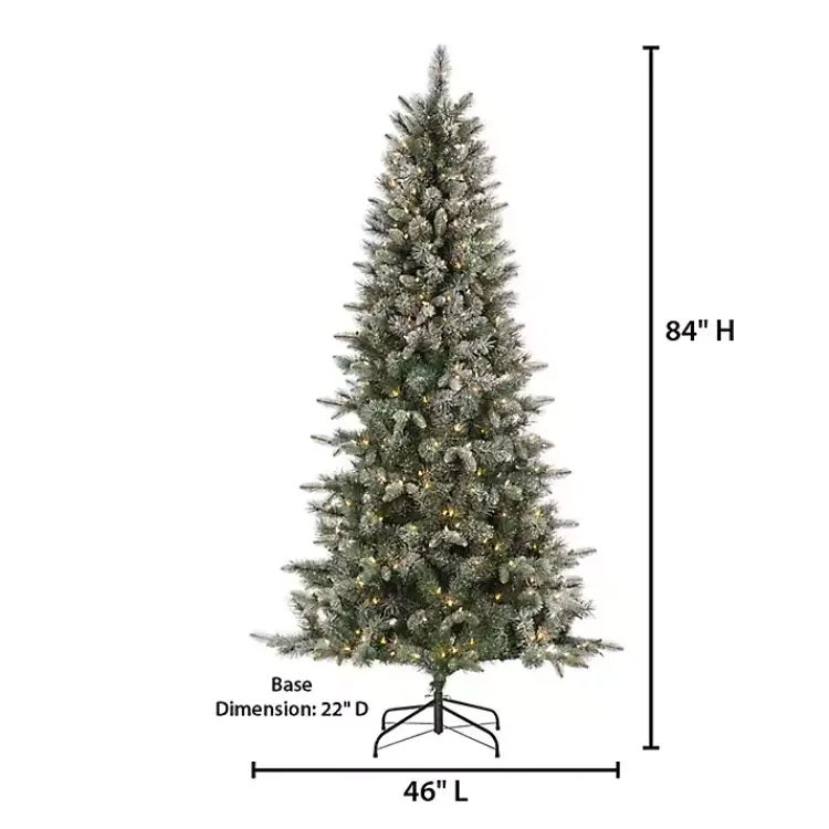 Clearance 7 ft. Pre-Lit Flocked Arctic Pine Christmas Tree Christmas Trees