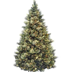 Hot 9 ft. Pre-Lit Flocked Carolina Pine Christmas Tree Christmas Trees