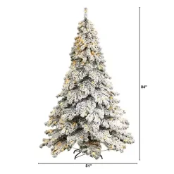 Sale 7 ft. Pre-lit Flocked Fir Christmas Tree Christmas Trees