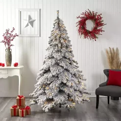 Sale 7 ft. Pre-lit Flocked Fir Christmas Tree Christmas Trees