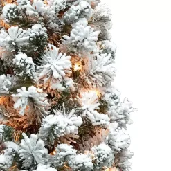 Clearance 4 ft. Pre-Lit Flocked Pine Tree in Metal Pot Christmas Arrangements & Garland