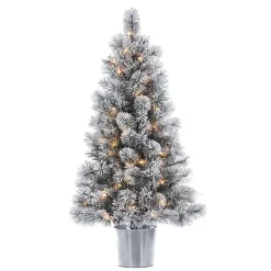 Online 4.5 ft. Pre-Lit Flocked Potted Pine Christmas Tree Christmas Trees