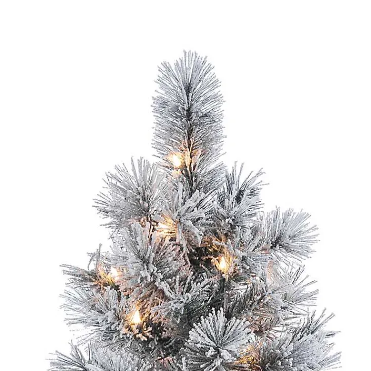 Online 4.5 ft. Pre-Lit Flocked Potted Pine Christmas Tree Christmas Trees