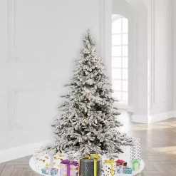 New 6.5 ft. Pre-Lit Flocked Utica Fir Christmas Tree Christmas Trees