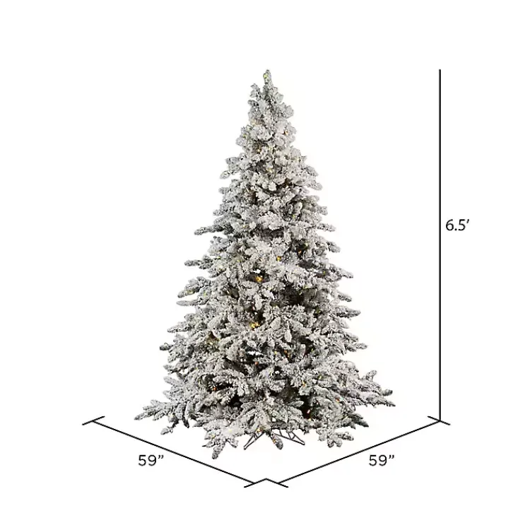 New 6.5 ft. Pre-Lit Flocked Utica Fir Christmas Tree Christmas Trees