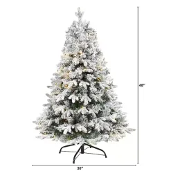 Clearance 4 ft. Pre-Lit Flocked Vermont Pine Christmas Tree Christmas Trees