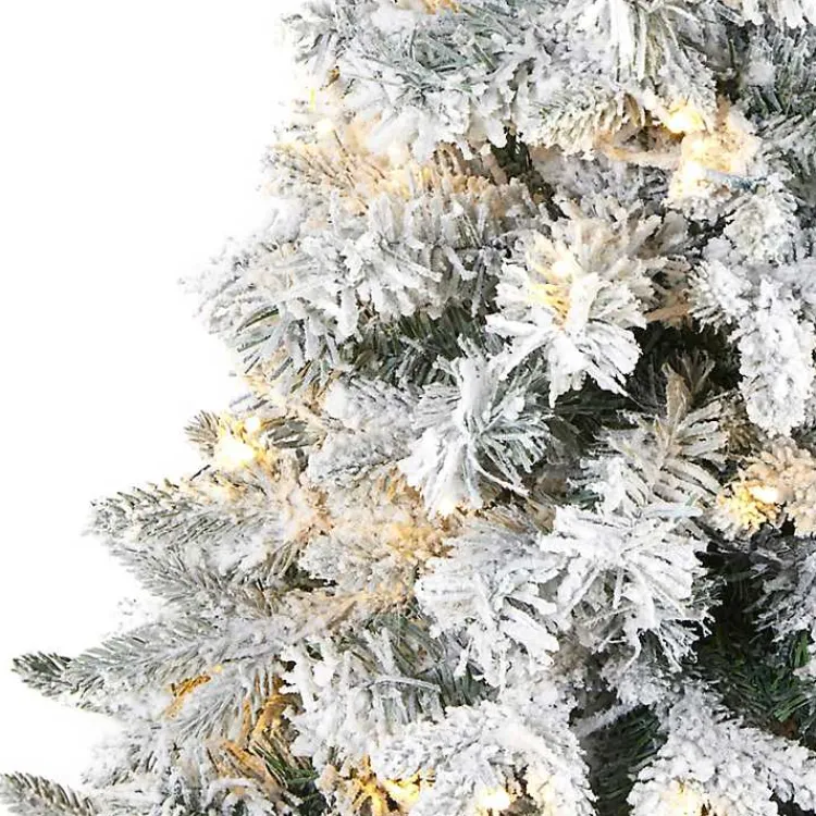 Clearance 4 ft. Pre-Lit Flocked Vermont Pine Christmas Tree Christmas Trees