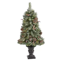 Outlet 4 ft. Pre-Lit Frosted Berry and Pine Tree in Urn Christmas Trees
