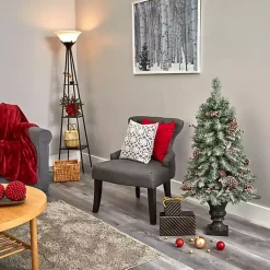 Outlet 4 ft. Pre-Lit Frosted Berry and Pine Tree in Urn Christmas Trees