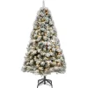 Hot 7.5 ft. Pre-Lit Frosted Branches Christmas Tree Christmas Trees