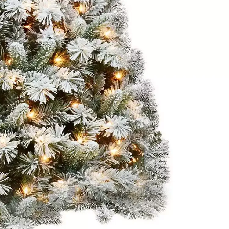 Hot 7.5 ft. Pre-Lit Frosted Branches Christmas Tree Christmas Trees