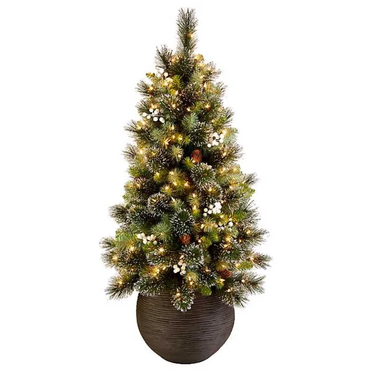Hot 4 ft. Pre-Lit Glittery Crestwood Spruce Tree Christmas Trees