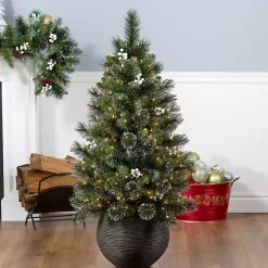 Hot 4 ft. Pre-Lit Glittery Crestwood Spruce Tree Christmas Trees