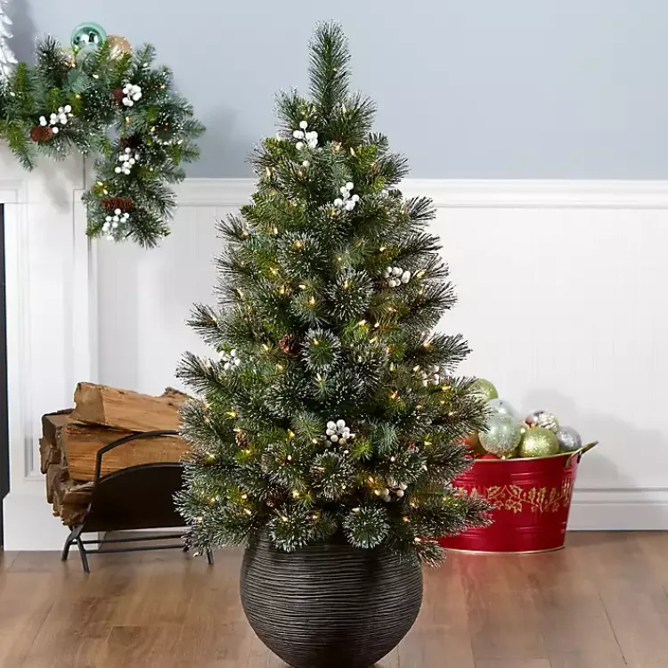 Hot 4 ft. Pre-Lit Glittery Crestwood Spruce Tree Christmas Trees