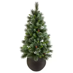 Hot 4 ft. Pre-Lit Glittery Crestwood Spruce Tree Christmas Trees