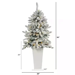 Discount 4.5 ft. Pre-Lit Livingston Fir Tree in White Plant Christmas Trees