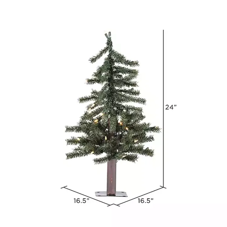 2 ft. Pre-Lit Natural Alpine Christmas Tree Christmas Arrangements & Garland