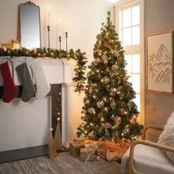 Clearance 6.5 ft. Pre-Lit Pine Christmas Tree Christmas Trees