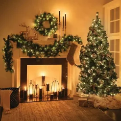 Clearance 6.5 ft. Pre-Lit Pine Christmas Tree Christmas Trees