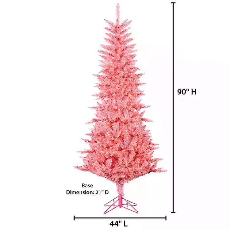 Outlet 7.5 ft. Pre-Lit Pink Tinsel Christmas Tree Christmas Trees