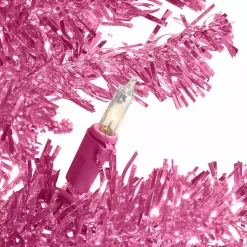 Hot 6 ft. Pre-Lit Pink Tinsel Christmas Tree Christmas Trees