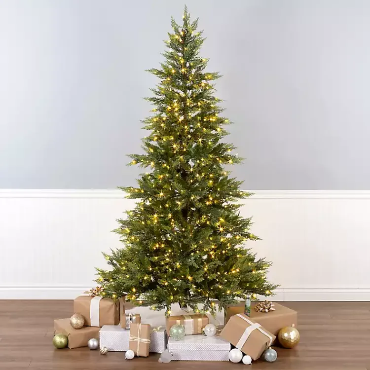 Clearance 7.5 ft. Pre-Lit Real Feel Fern Christmas Tree Christmas Trees